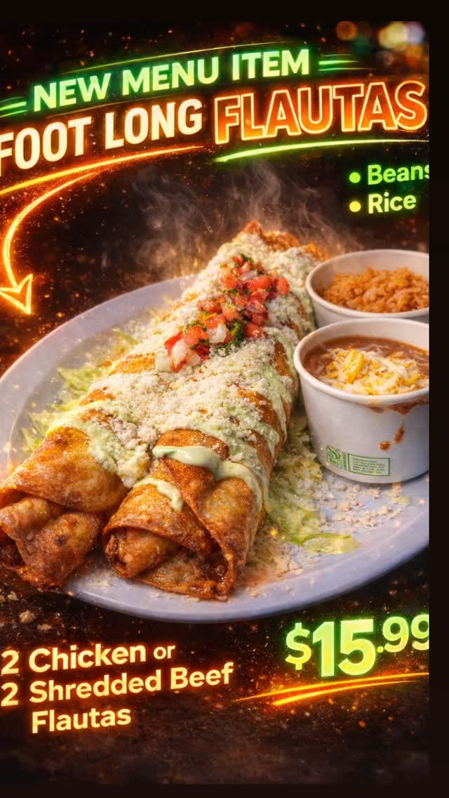 New: foot-long flautas, two ways