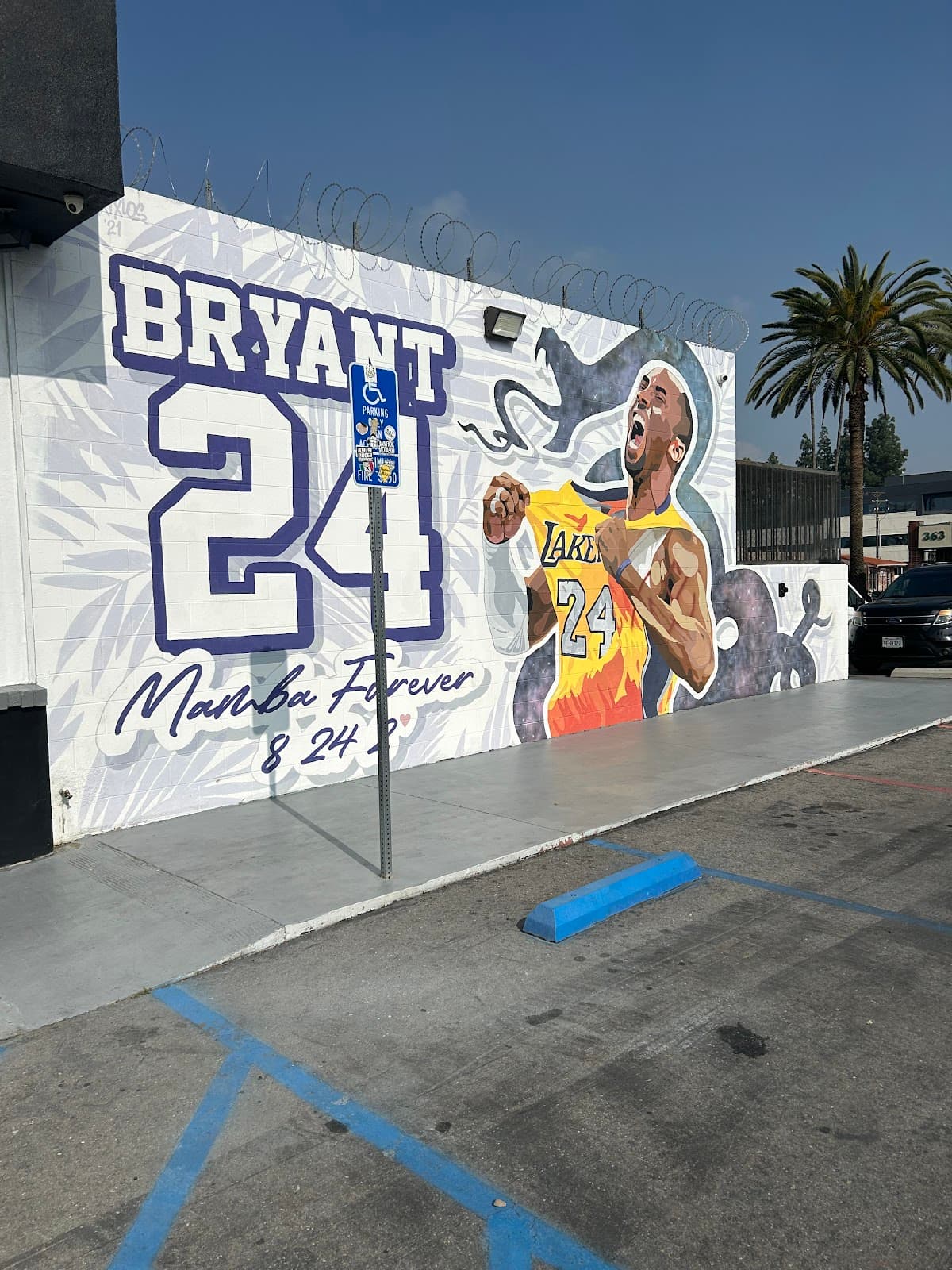 Kobe Bryant Mamba Forever mural beside Big Boss Tacos in San Bernardino