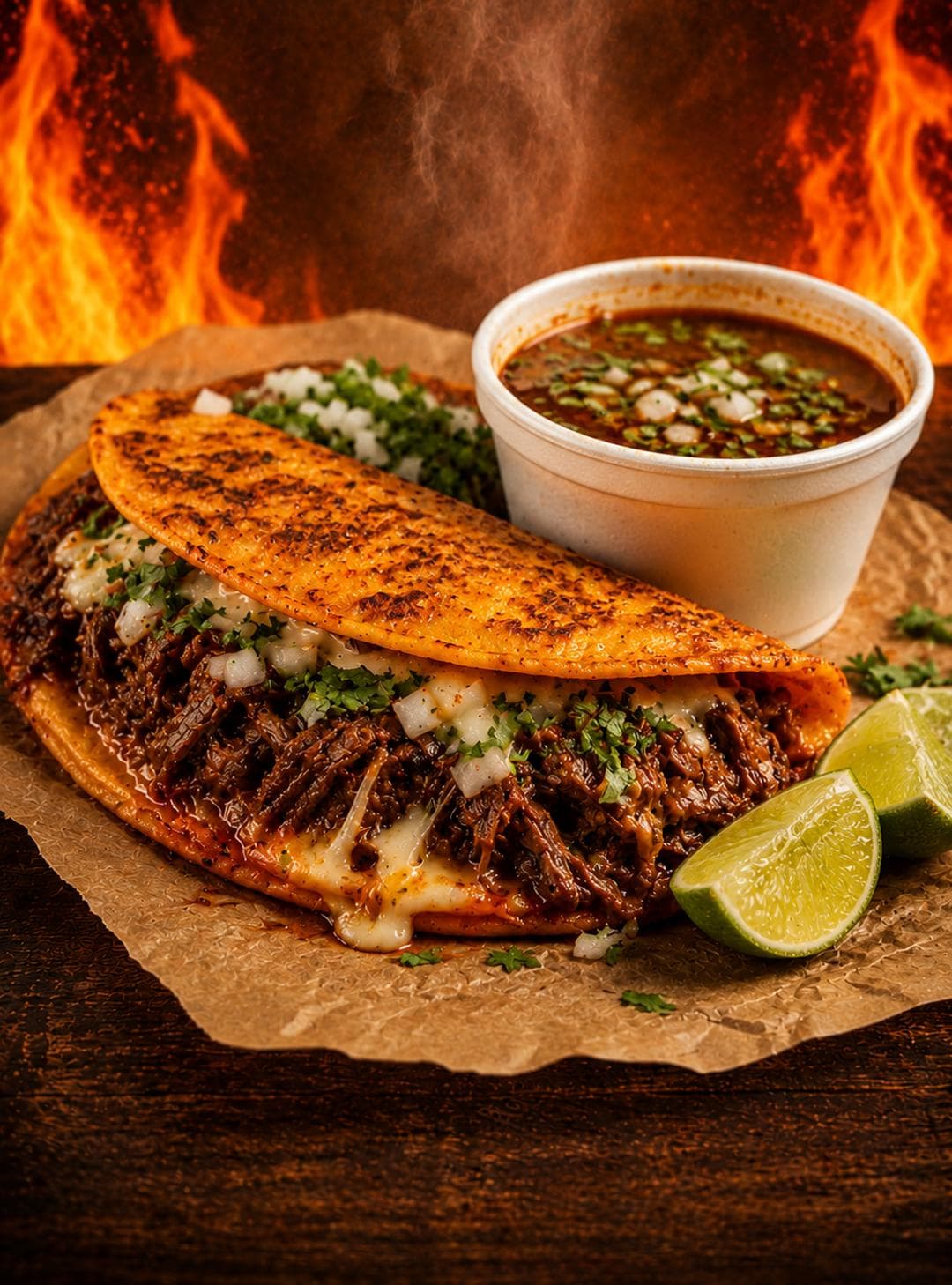 Quesabirria Thursday: crispy birria tacos with a cup of consomé